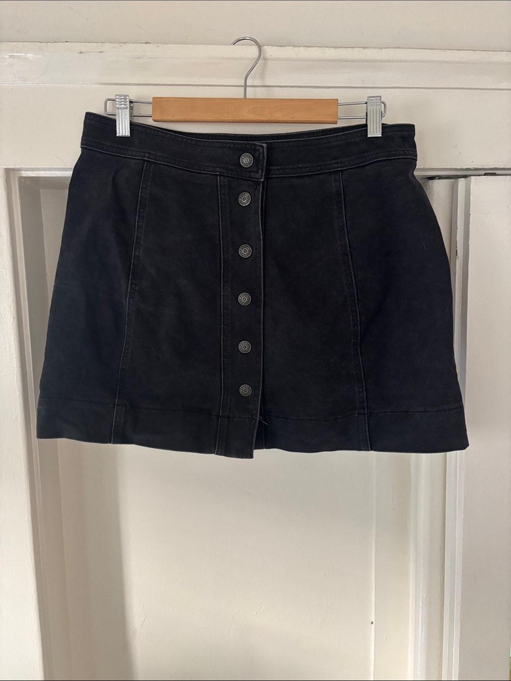 Madewell Black Button-Front Mini Skirt